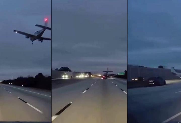 Uçak acil iniş yaptı, araca çarptı! O anlar...
