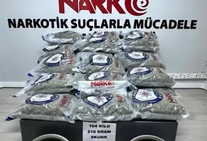 Kayseri’de 104 kilo uyuşturucu ele geçirildi