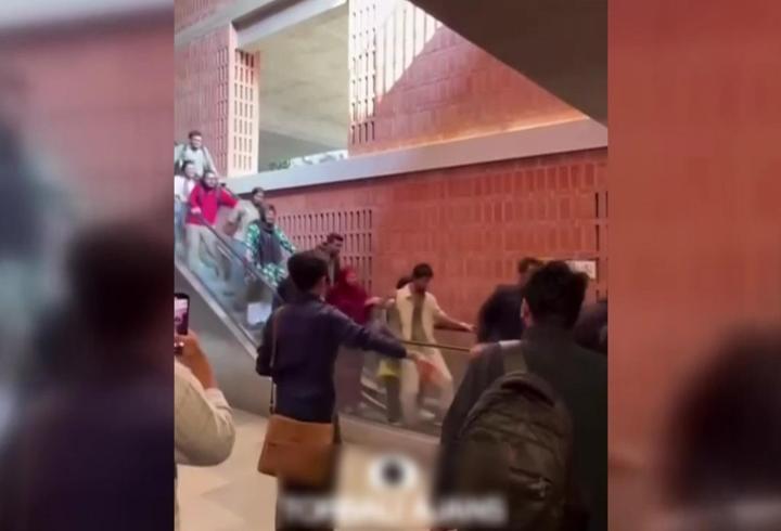 Kameralara yansıyan panik! Okul çevresinde dehşet anları: Yürüyen merdiven bir anda kontrolden çıktı