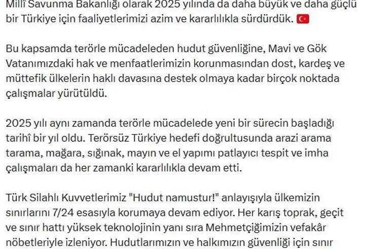 MSB'den 2025'teki faaliyetlere ilişkin paylaşım