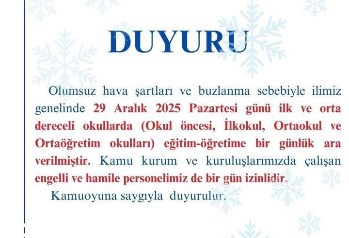 Kırşehir'de eğitime kar engeli