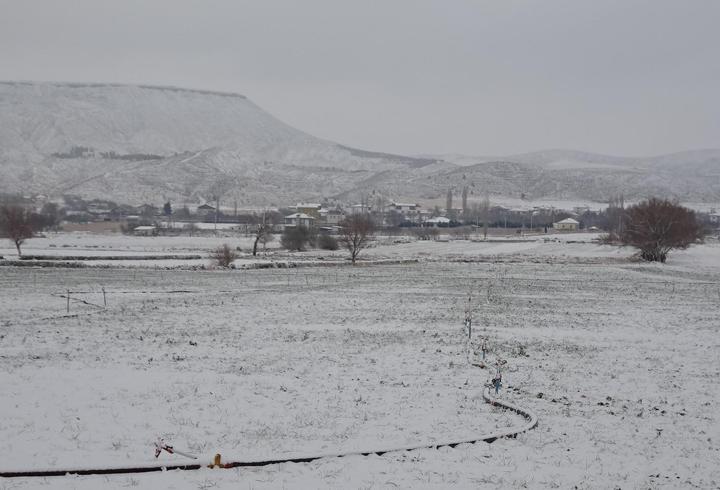 Aksaray'a kar yağdı; çiftçinin yüzü güldü