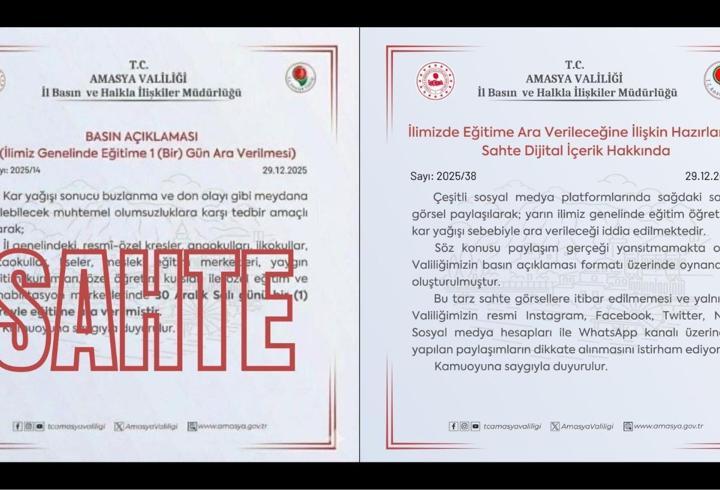 Amasya’da sahte ‘kar tatili’ paylaşımlarına yalanlama
