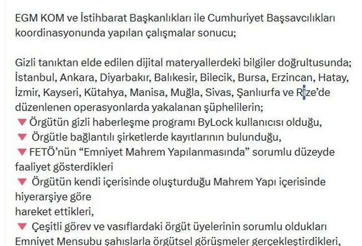 16 ilde FETÖ operasyonları: 81 gözaltı