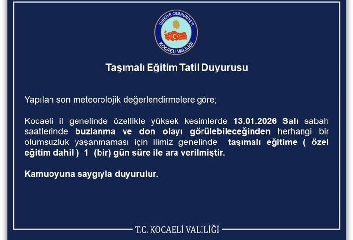 Kocaeli’de taşımalı eğitime ‘buz ve don’ engeli