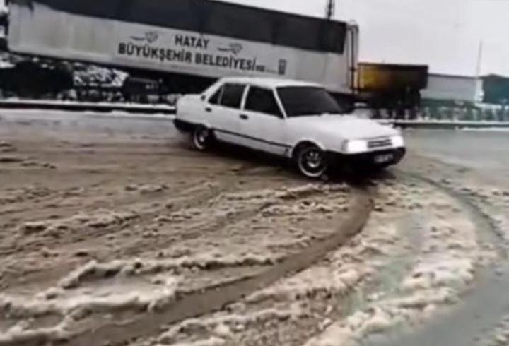 Karlı yolda drift yapan sürücüye 63 bin TL ceza
