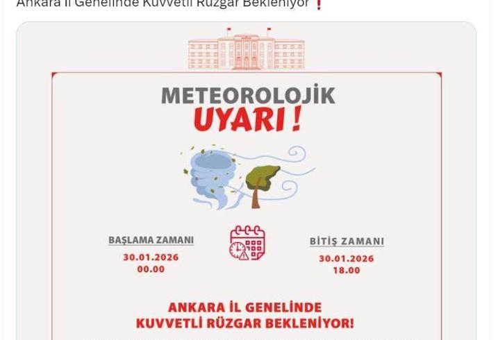 Ankara Valiliği'nden 'fırtına' uyarısı