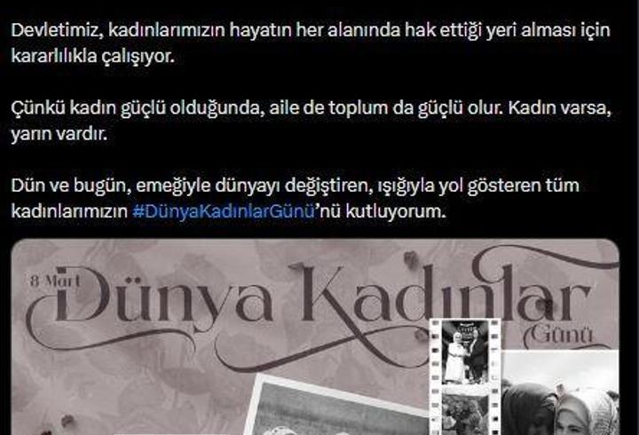Emine Erdoğan'dan 'Dünya Kadınlar Günü' mesajı