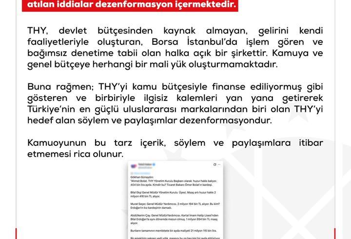 DMM: Türk Hava Yolları’na ilişkin ortaya atılan iddialar dezenformasyon içermektedir