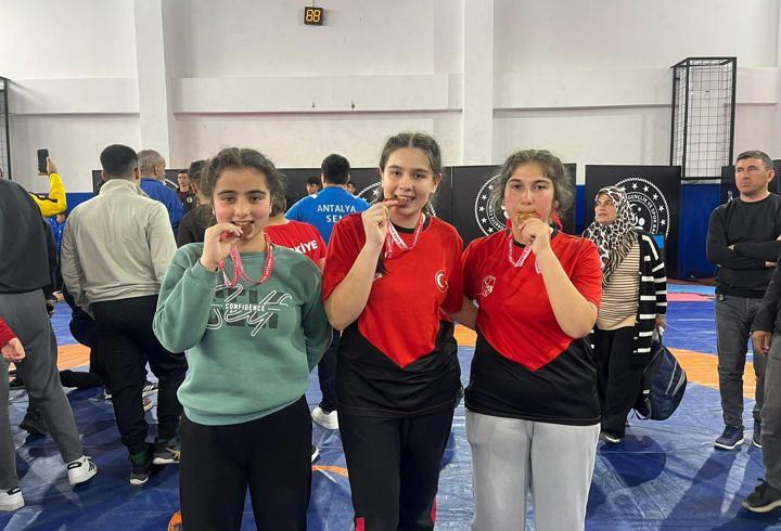 Kadınlardan güreşte 3 madalya