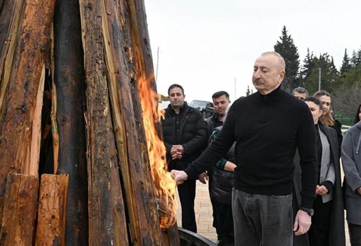 Azerbaycan Cumhurbaşkanı İlham Aliyev, Hocavent'te Nevruz ateşini yaktı