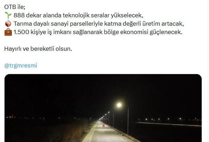 Bakan Yumaklı: İzmir Bayındır Sera OTB'de altyapı çalışmaları tamamlandı