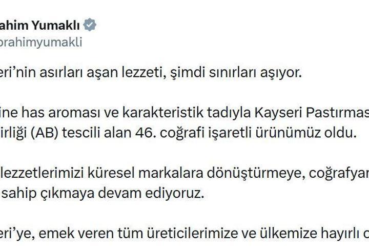 Kayseri pastırmasına AB'den coğrafi işaret tescili