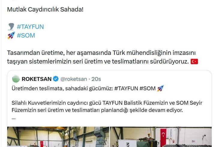 TAYFUN ve SOM füzelerinin teslimatları devam ediyor