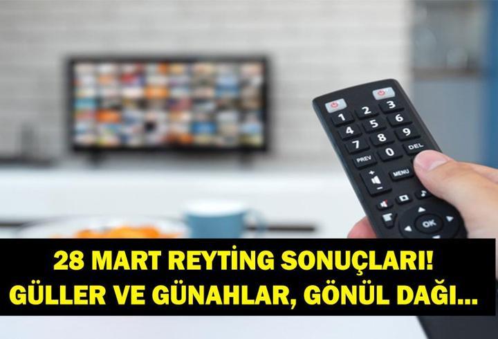 28 MART REYTİNG SONUÇLARI| Reyting Birincisi Kim Oldu?Güller ve Günahlar, Gönül Dağı, Güldür Güldür, Sevdiğim Sensin, Kirpi Sonic, Kıskanmak, Survivor 2026 Ünlüler Gönüllüler 28 Mart Reyting Sonucu