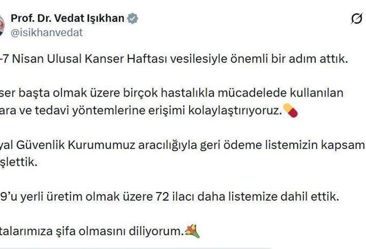 72 ilaç geri ödeme listesine alındı