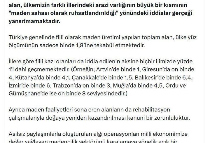 DMM'den 'maden sahası' iddialarına ilişkin açıklama
