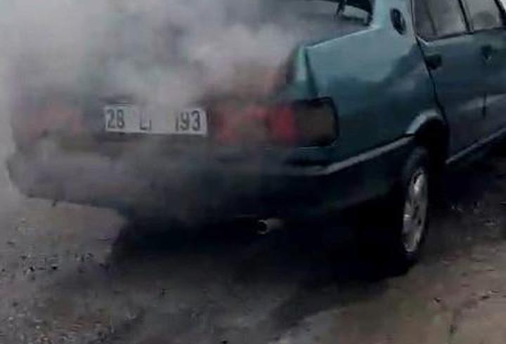 Ordu'da park halindeki otomobilde yangın
