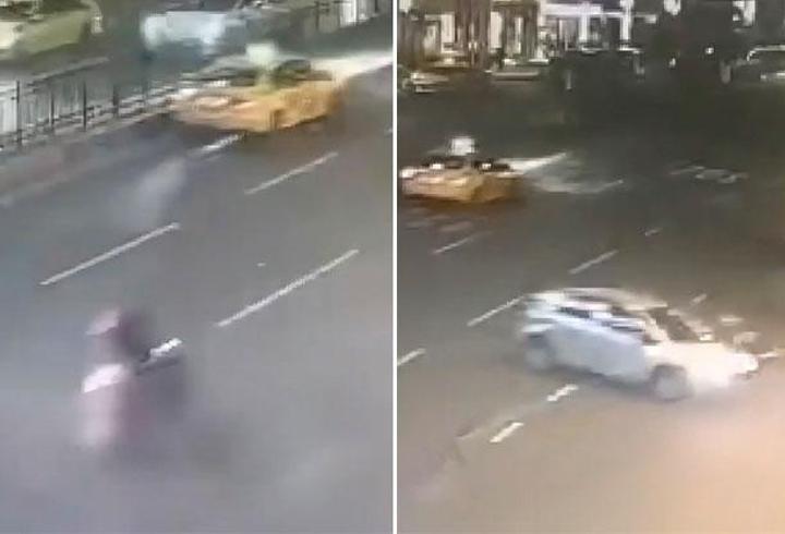 Otomobilin çarptığı motosiklet durağa daldı; 1 ölü 3 yaralı