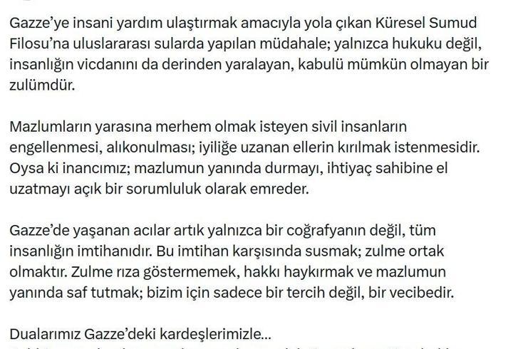 Bakan Çiftçi: Sumud Filosu’na yapılan müdahale, kabulü mümkün olmayan bir zulümdür