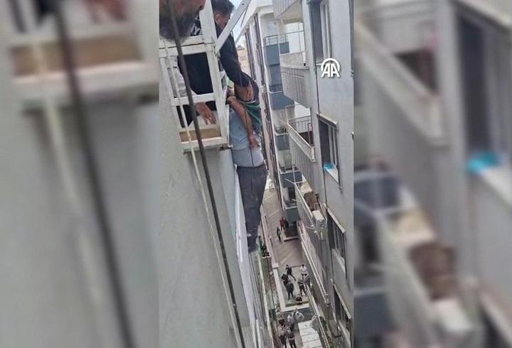 ŞANLIURFA'DA CAN PAZARI! Balkonda asılı kaldı: İşte o anlar...