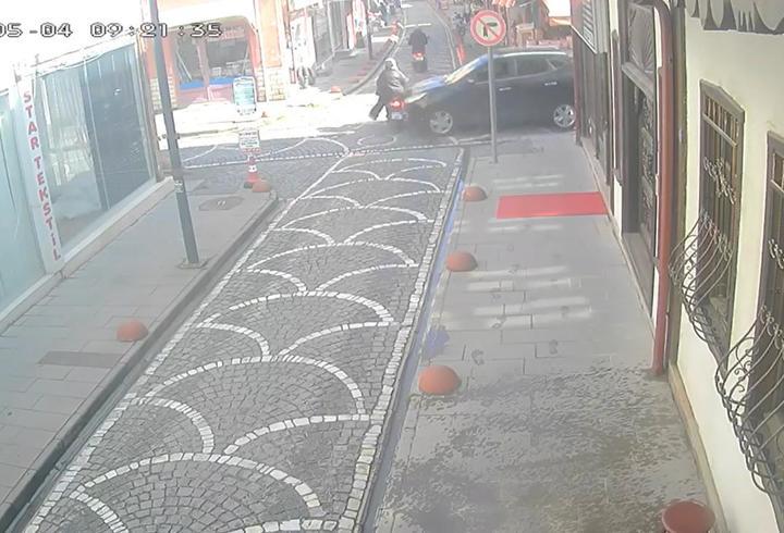 Tokat’ta cip ile motosikletin çarpıştığı kaza kamerada