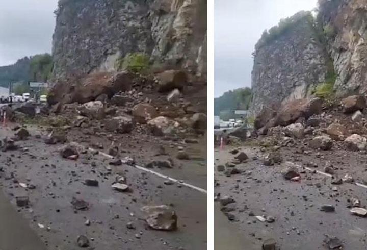 Artvin’de heyelan! Yol ulaşıma kapandı