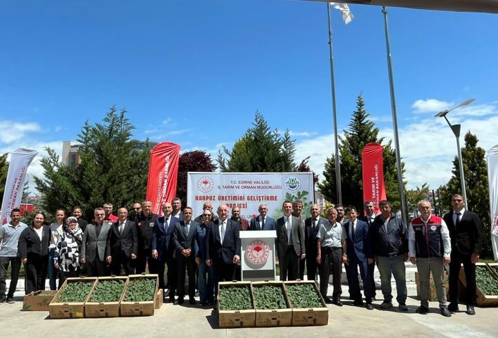 Edirne’de 63 üreticiye 60 bin karpuz fidesi dağıtıldı