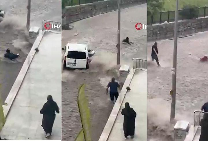 Ankara'da sel vatandaşları sürükledi