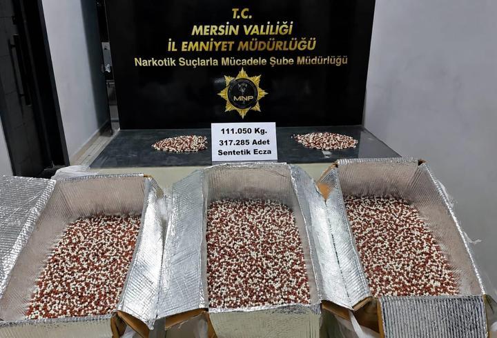 Mersin’de 317 bin 285 adet sentetik ecza ele geçirildi: 1 tutuklu