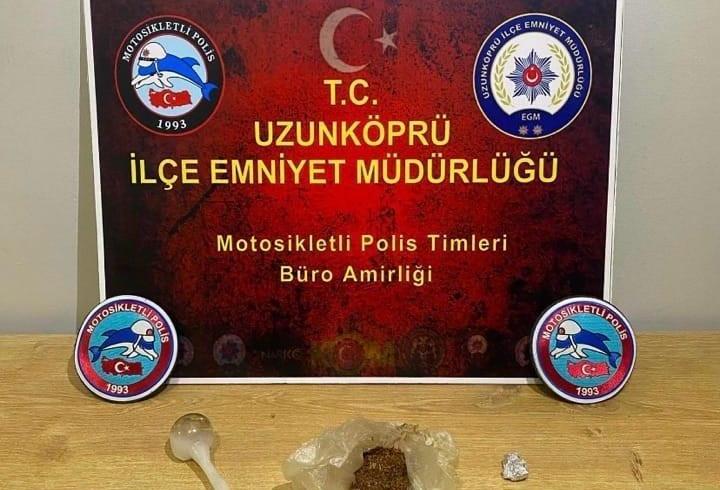 Edirne'de uyuşturucuyla yakalanan şüpheli gözaltına alındı