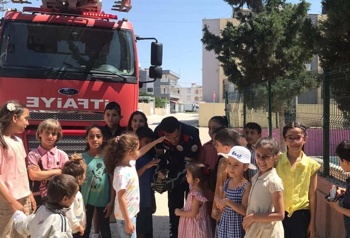 Ağaçta mahsur kalan kediyi itfaiye kurtardı