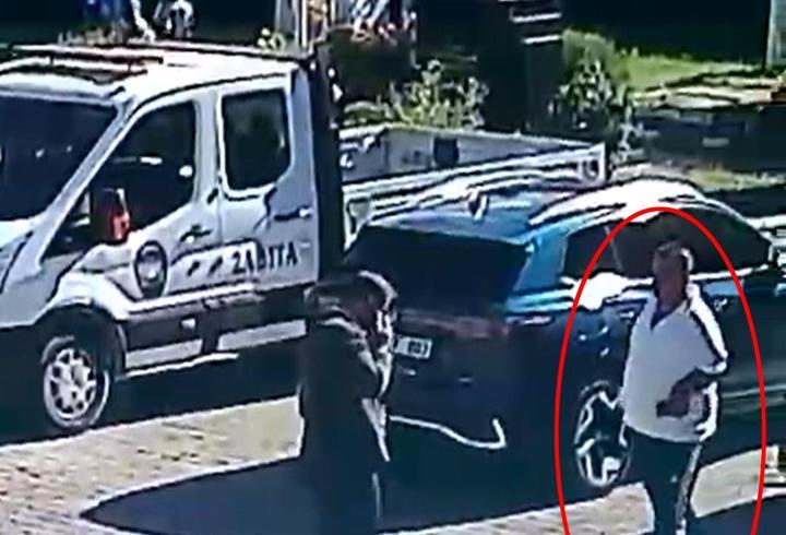 Belediye başkanına ait aracın yanında kesici aletle beklerken fark edilen şüpheli yakalandı