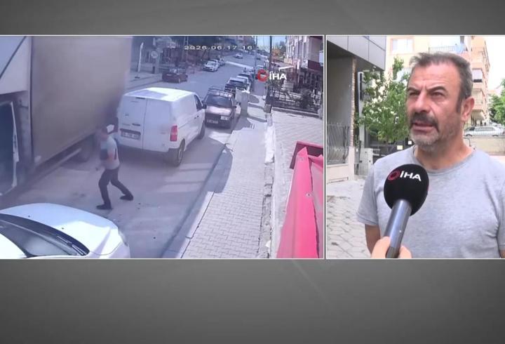 Geri giden kamyonete atladı, faciayı önledi