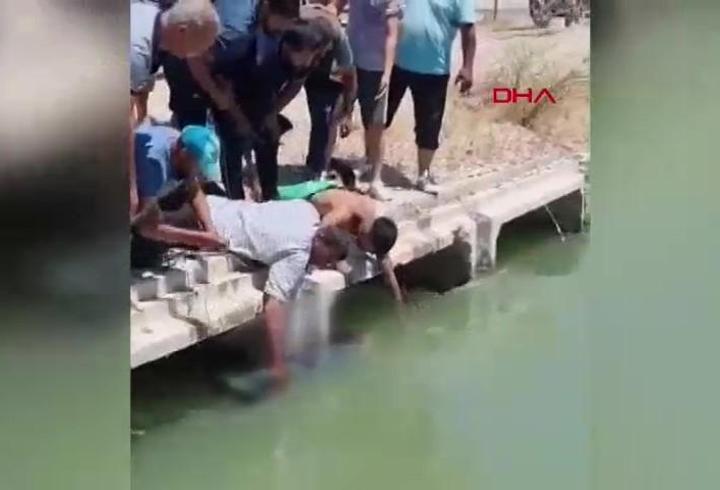 Sulama kanalında erkek cesedi bulundu: Çevredekiler iple bağlayarak köprü üzerine çekti