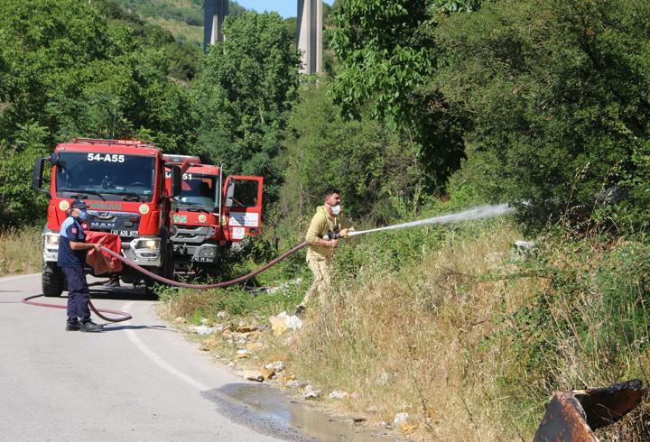 Çöplük alanda çıkan yangın ağaçlara sıçradı