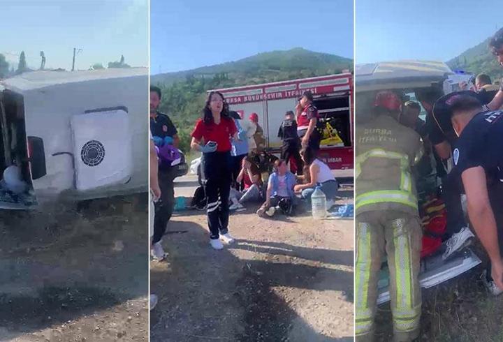 İşçi servisi ile otomobil kafa kafaya çarpıştı: 15 yaralı
