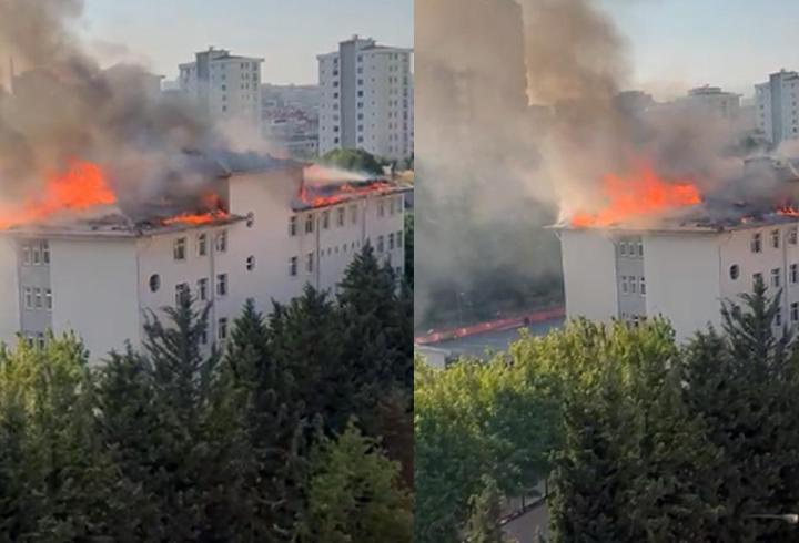 SON DAKİKA | Beylikdüzü'nde korkutan yangın! Ortaokulun çatısında alevler yükseldi