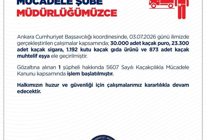 Ankara’da 30 bin adet gümrük kaçağı puro ele geçirildi