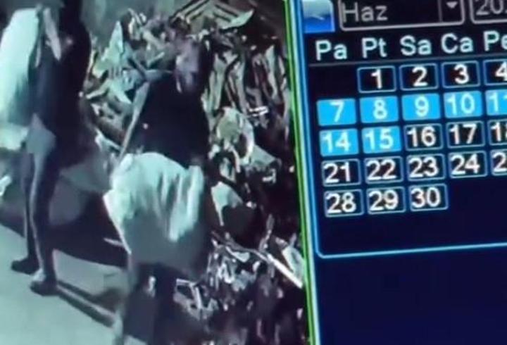 Yüzlerini maskeyle gizleyip, geri dönüşüm tesisinden 250 bin TL'lık bakır çaldılar