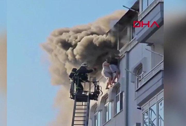 Antalya'da yangından 1 saniyeyle kaçış kamerada