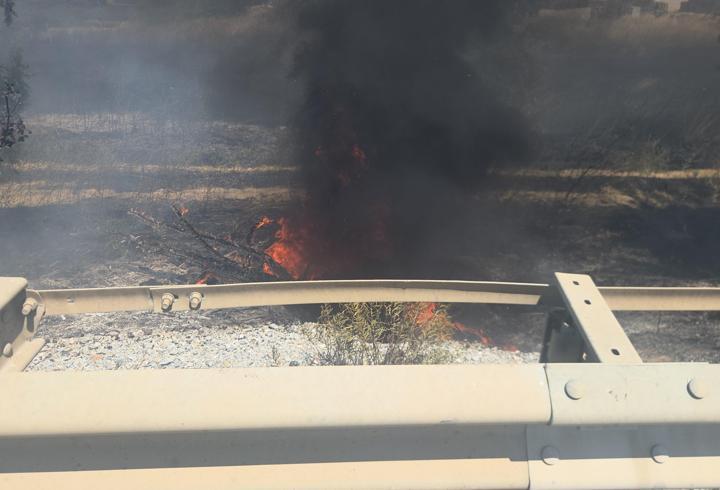 Yol kenarındaki ağaçlık alanda çıkan yangın kontrol altına alındı