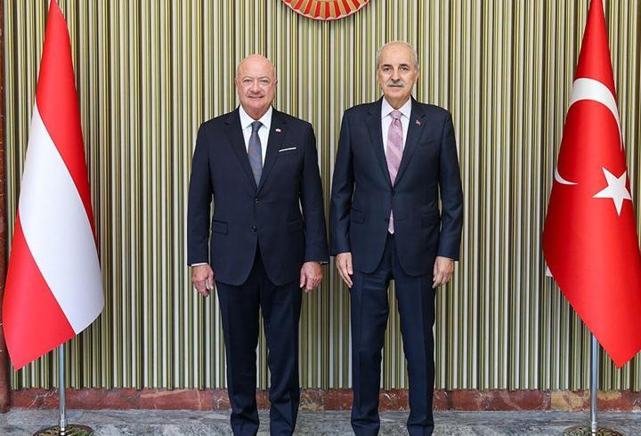 TBMM Başkanı Kurtulmuş, Avusturya Federal Şansölyesi Stocker ile bir araya geldi