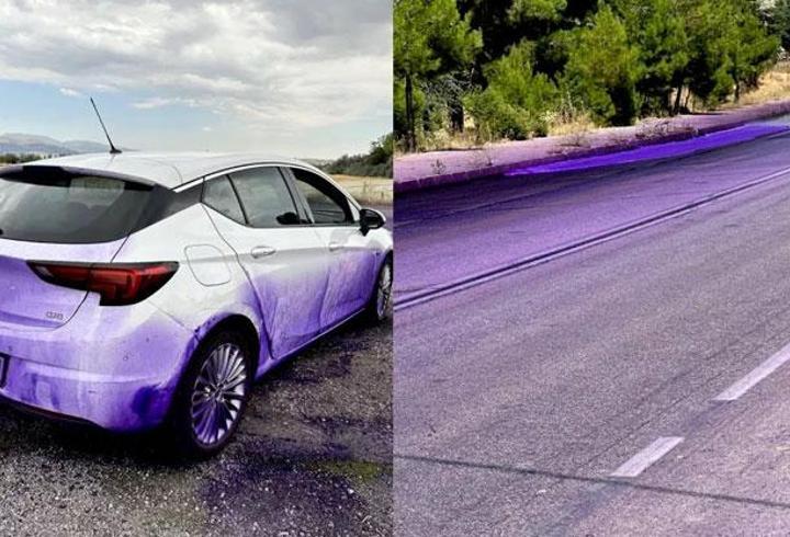 Karayoluna boya döktü! Cezası belli oldu