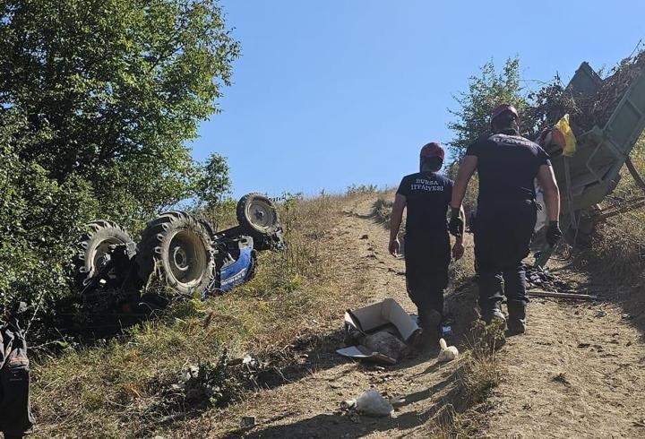 Şarampole devrilen traktörün 15 yaşındaki sürücüsü ağır yaralandı