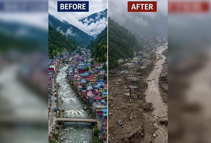 Nepal'den çarpıcı görüntü! Felaketin öncesi ve sonrası