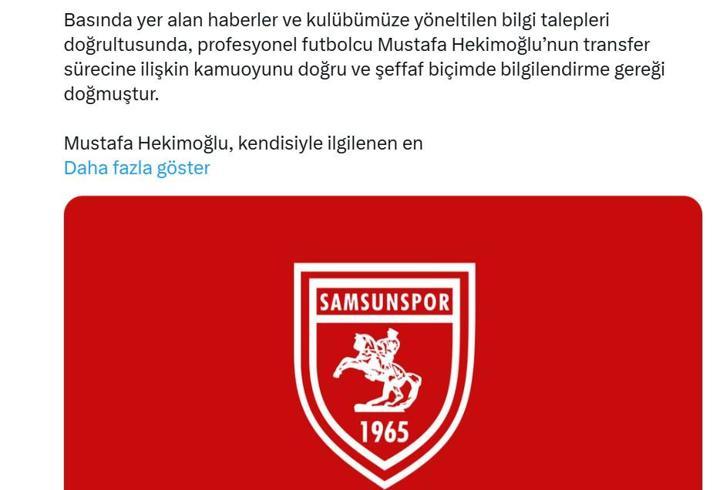 Samsunspor’dan iptal olan Mustafa Hekimoğlu açıklaması