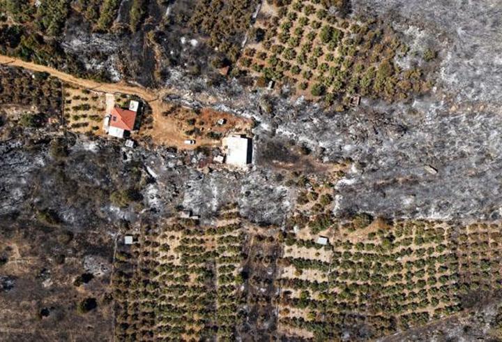 67,5 saat sonra kontrol altında: Aksu'da yangının hasarı havadan görüntülendi