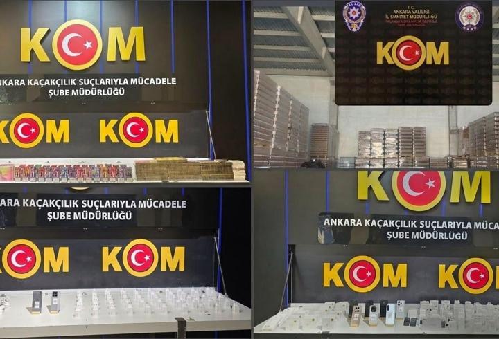 Ankara’da 21 milyon lira değerinde kaçak ürün ele geçirildi