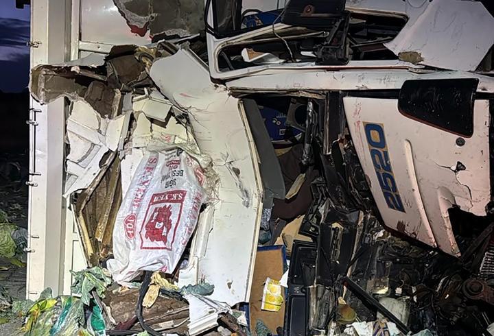 Mersin'de TIR'a çarpan sebze yüklü kamyonun şoförü öldü